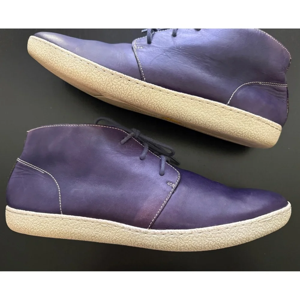 Cole Haan Men's Leather Chukka Boot Size 12M Purple Vibram Cupsole Lace-Up
